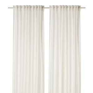 Ikea Aina Curtains 100% Linen White 2 Panels 57x98